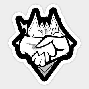 Cartoon chicken logo handshake ink-pencil black-and-white design Sticker